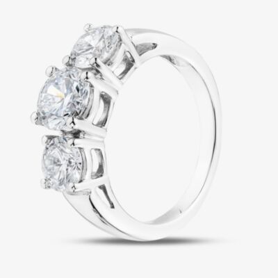 Pure Brilliance Platinum 2.00ct Brilliant Cut Lab Grown Diamond Three Stone Ring LGR5026-200