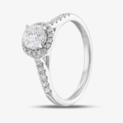 Pure Brilliance 9ct White Gold Certified Lab Grown 0.75ct Brilliant Cut Diamond Shoulder Set Solitaire Ring LGR40944-75 (WG)