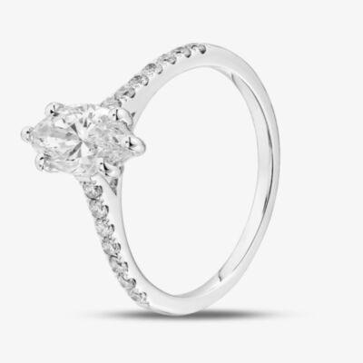 Pure Brilliance 9ct White Gold 1.20ct Marquise Cut Lab Grown Diamond Shoulder Set Ring LGR47362-120SF