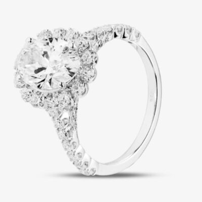 Pure Brilliance 9ct White Gold 3.00ct Oval Cut Lab Grown Diamond Halo Ring LGR47044-300