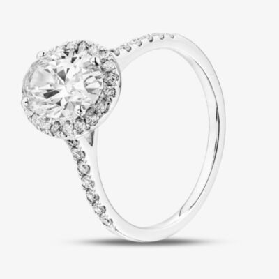 Pure Brilliance 9ct White Gold 2.40ct Oval Cut Lab Grown Diamond Halo Ring LGR43490-240SF