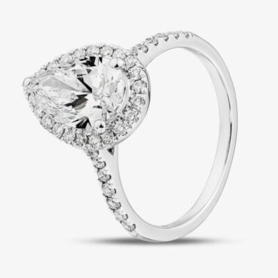 Pure Brilliance 9ct White Gold Certified 2.40ct Pear Cut Lab Grown Diamond Halo Ring LGR43491-240SF