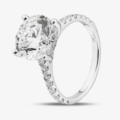 Pure Brilliance 9ct White Gold Certified 4.50ct Lab Grown Diamond Shoulder Set Solitaire Ring LGR43483-450SF
