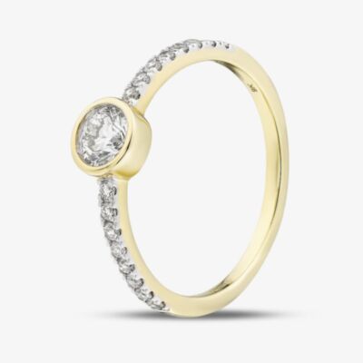 9ct Yellow Gold 0.50ct Certificated Round Cut Lab Grown Diamond Shoulder Set Solitaire Ring LGR47277-50 (YG) (CERT)