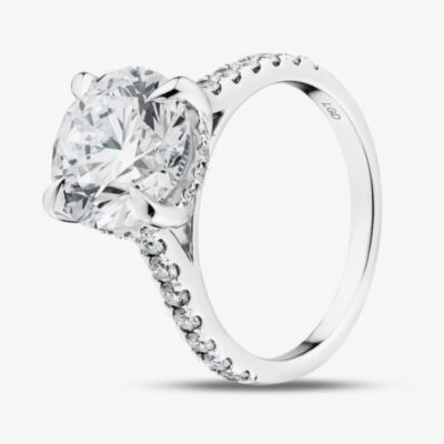 Pure Brilliance 9ct White Gold 4.50ct Round Cut Lab Grown Diamond Shoulder Set Solitaire Ring LGR46907-450SF (WG)(CERT)