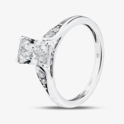 Pure Brilliance 9ct White Gold 1.10ct Radiant Cut Lab Grown Diamond Shoulder Set Solitaire Ring LGR48856-110RN (WG)(CERT)