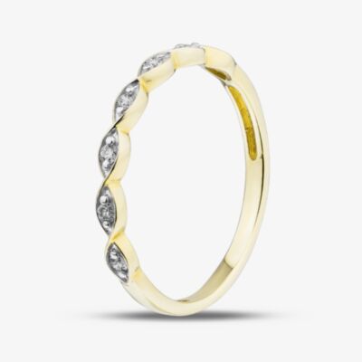Pure Brilliance 9ct Yellow Gold 0.10ct Certificated Round Cut Lab Grown Diamond Shaped Half Eternity Ring LGR48746-B