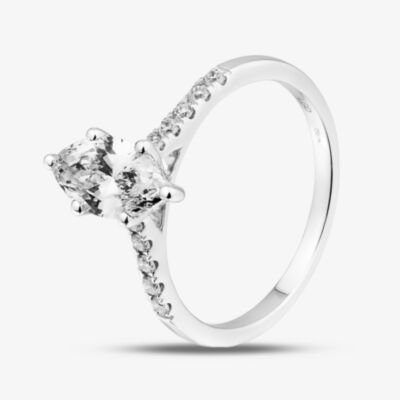 Pure Brilliance 9ct White Gold 1.20ct Certificated Marquise Cut Lab Grown Diamond Shoulder Set Solitaire Ring LGR50732-120