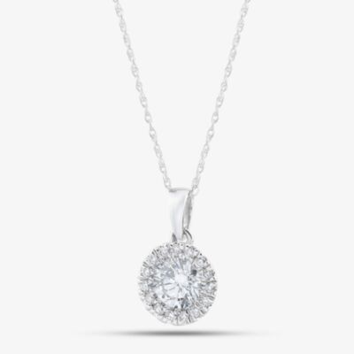 Pure Brilliance 9ct White Gold Certified Lab Grown 0.60ct Brilliant Cut Diamond Halo Pendant Necklace LGP3125-60 (WG)