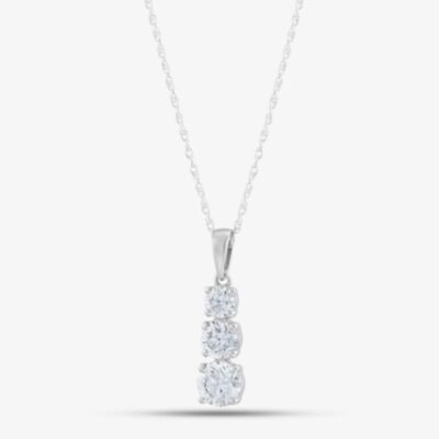 Pure Brilliance 9ct White Gold Certified Lab Grown 1.00ct Brilliant Cut Diamond Three Stone Pendant Necklace LGP35531-100 (WG)