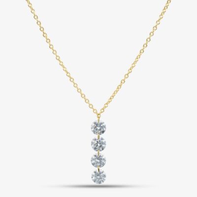 9ct Yellow Gold 1.00ct Lab Grown Diamond Four Drop Pendant Necklace LGN47032-100