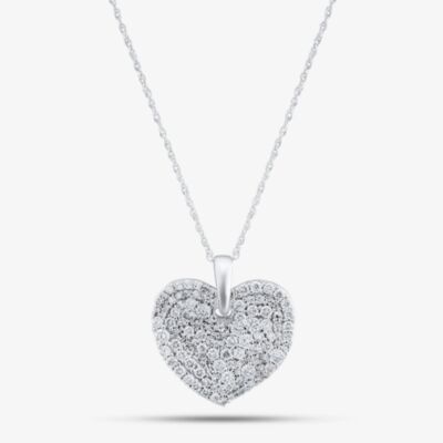 Pure Brilliance 9ct White Gold Certified 1.00ct Lab Grown Diamond Heart Pendant Necklace LGP45515-100 (WG)