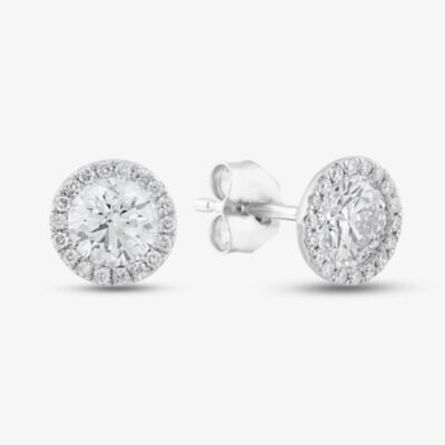 Pure Brilliance 9ct White Gold Certified Lab Grown 1.10ct Brilliant Cut Diamond Halo Stud Earrings LGE2038-110 (WG)