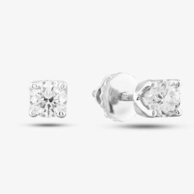 9ct White Gold Lab Grown 0.50ct Brilliant Cut Diamond Solitaire Stud Earrings LGE2534-50AN (WG)