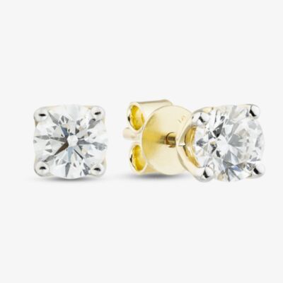 Pure Brilliance 9ct Yellow Gold 1.00ct Lab Grown Diamond 4 Claw Stud Earrings LGE2534-100AN