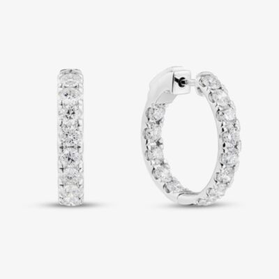 9ct White Gold 2.00ct Certificated Round Cut Lab Grown Diamond Hoop Earrings LGE48750-200 (WG)(CERT)