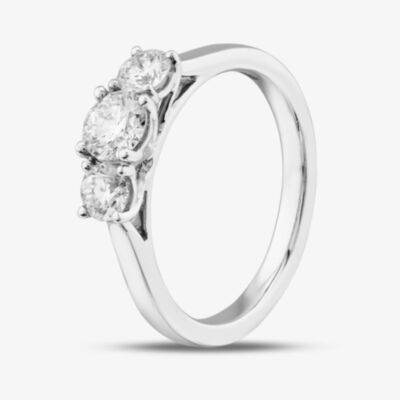 18ct White Gold Lab Grown 1.00ct Brilliant Cut Diamond Trilogy Ring 036NT-W001