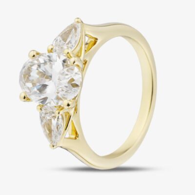 18ct Yellow Gold Certificated 2.58ct Lab Grown Oval Cut Diamond Three Stone Ring MISC 4