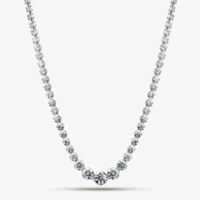 9ct White Gold Certified 10.00ct Lab Grown Diamond Graduated Tennis Necklace LGN23469-1000SF
