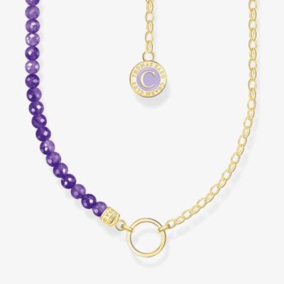 THOMAS SABO Gold Plated Member Charm Violet Bead Necklace KE2190-427-13-L45V