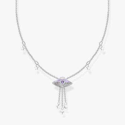 THOMAS SABO Silver UFO Stars Purple Enamel Necklace KE2197-041-21-L45V