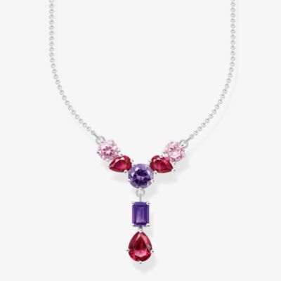 THOMAS SABO Silver Seven Multicoloured Cubic Zirconia Y-Shape Necklace KE2195-477-7-L45V