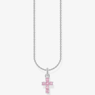 THOMAS SABO Pink Cubic Zirconia Cross Necklace KE2226-051-9-L45V