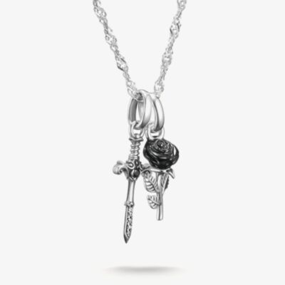 THOMAS SABO True Romance Silver Sword & Rose Necklace KE2352-691-11-L45V