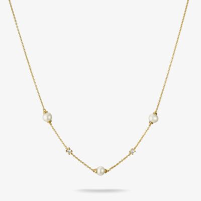 THOMAS SABO Classics 18ct Yellow Gold Plated Freshwater Pearls Necklace KE2120-M01-14-L45V