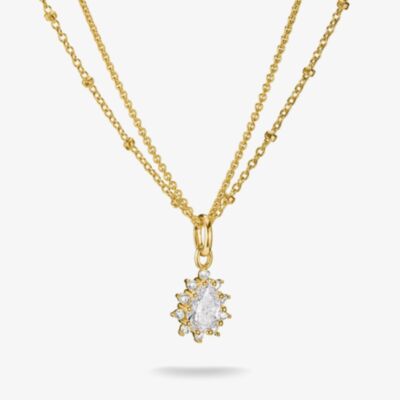 THOMAS SABO Classics 18ct Yellow Gold Plated Cubic Zirconia Double Chain Pendant KE2294-M01-14-L45V