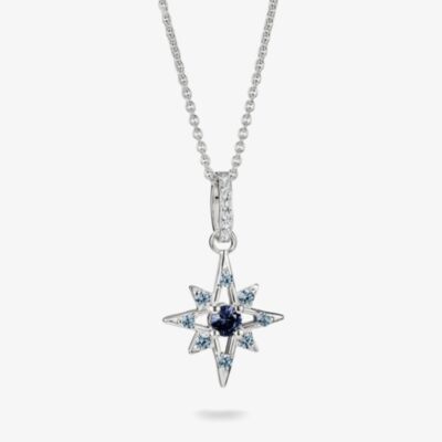THOMAS SABO Sterling Silver & Blue Crystal Star Pendant KE2394-166-1-L50