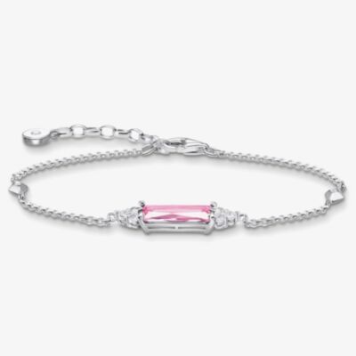 THOMAS SABO Heritage Silver & Pink Octagon Cubic Zirconia Bracelet A2018-051-9-L19V