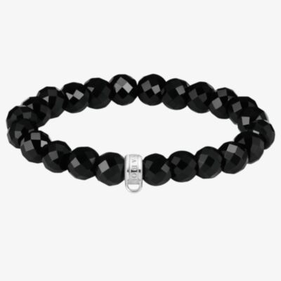 THOMAS SABO As We Love 19cm Black Oval Obsidian Bead Bracelet X0292-023-11-L19