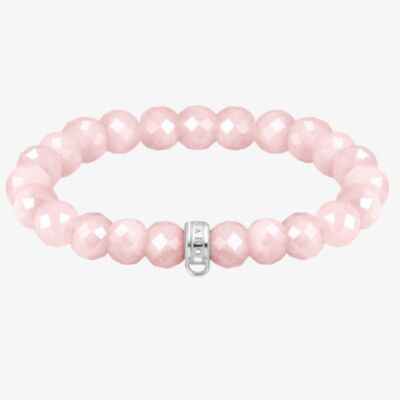 THOMAS SABO As We Love 17cm Rose Quartz Oval Bead Bracelet X0292-034-9-L17