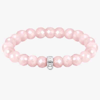 THOMAS SABO As We Love 19cm Rose Quartz Oval Bead Bracelet X0292-034-9-L19