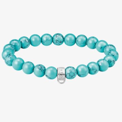 THOMAS SABO Ladies Silver Imitation Turquoise Bead Bracelet X0293-404-17