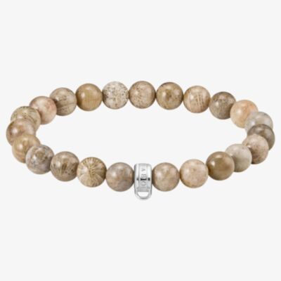 THOMAS SABO Ladies Silver Daisy Jasper Bead Bracelet X0293-014-16