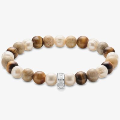 THOMAS SABO Silver Beads Ecru Stone Bracelet X0293-014-7