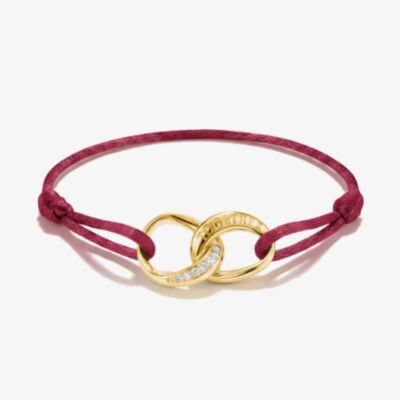 THOMAS SABO Together Red Textile Cubic Zirconia Intertwined Bracelet A2236-M03-10
