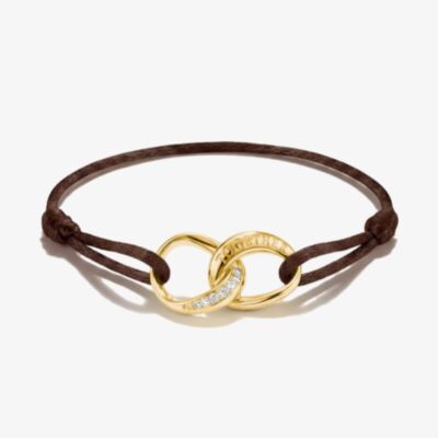 THOMAS SABO Together Brown Textile Cubic Zirconia Intertwined Bracelet A2236-M03-2