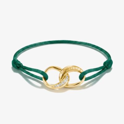 THOMAS SABO Together Green Textile Cubic Zirconia Intertwined Bracelet A2236-M03-6