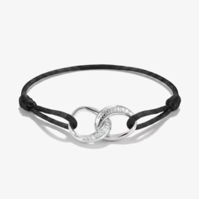 THOMAS SABO Together Black Textile Cubic Zirconia Intertwined Bracelet A2236-051-11