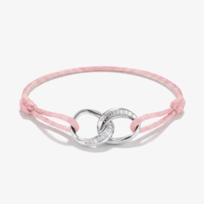 THOMAS SABO Together Pink Textile Cubic Zirconia Intertwined Bracelet A2236-051-9