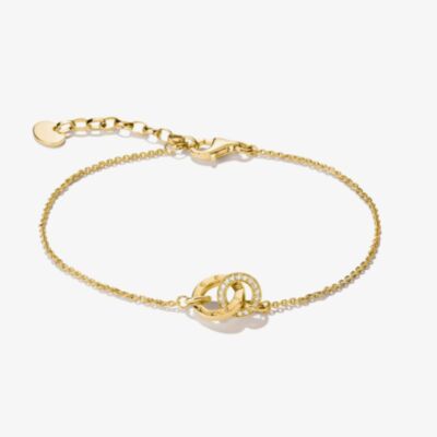 THOMAS SABO Together 18ct Yellow Gold Plated Cubic Zirconia Interlinked Bracelet A2239-M01-14
