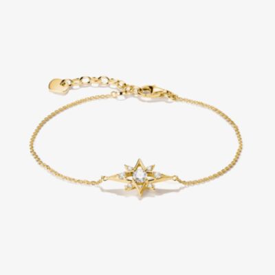 THOMAS SABO 18ct Yellow Gold Plated Cubic Zirconia Star Bracelet A2246-M01-14