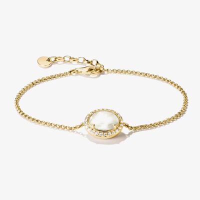 THOMAS SABO 18ct Yellow Gold Plated Mother of Pearl Halo Bracelet A2234-M01-14