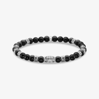 THOMAS SABO Blackened Sterling Silver Black Onyx Beaded Bracelet A2087-507-11