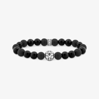 THOMAS SABO Blackened Sterling Silver Obsidian Beaded Bracelet A2145-705-11
