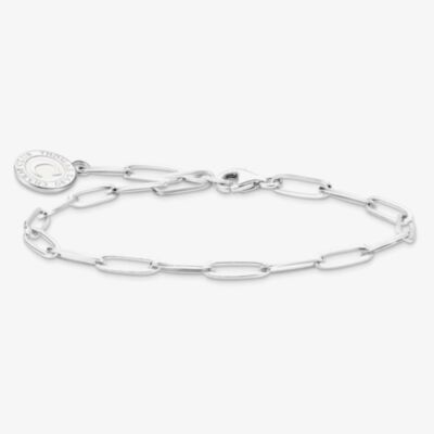 THOMAS SABO Silver White Cold Enamel Long Link Charm Bracelet X0286-007-21