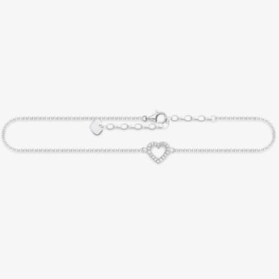 THOMAS SABO Sterling Silver Open Cubic Zirconia Heart Anklet AK0007-051-14-L27V